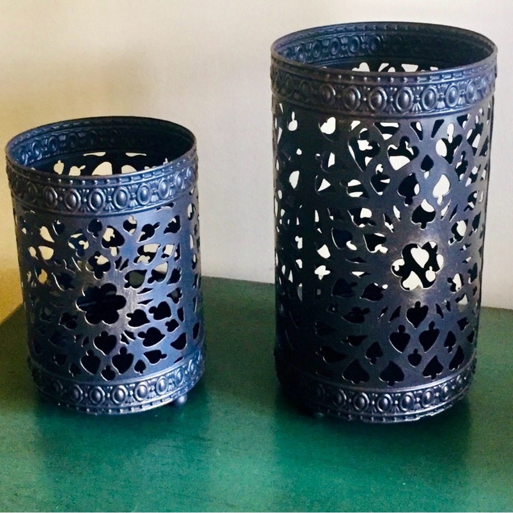 SLAH Set of 2 Parisian Luminaries Punched Metal EUC